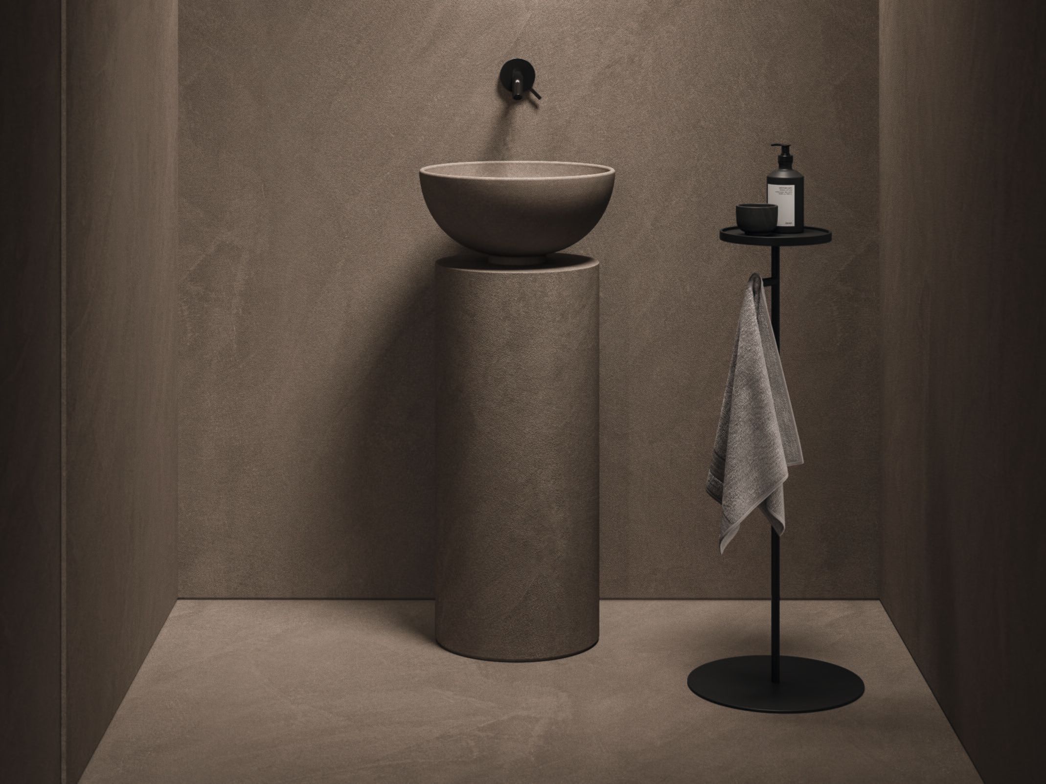 Отдельно стоящая одиночная раковина из бетона Noorth Saba ARCH-00010091