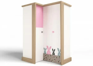 Шкаф угловой ABC-KING , гармошка MIX BUNNY розовый, левый