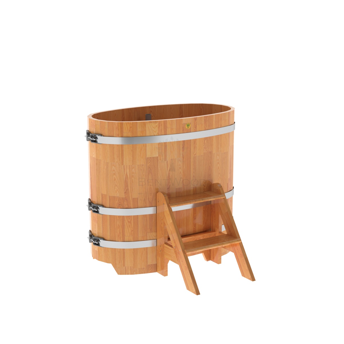 1485 Купель овальная из сращенных ламелей лиственницы 0,59х1,06х1,0 натуральная Alyarus 