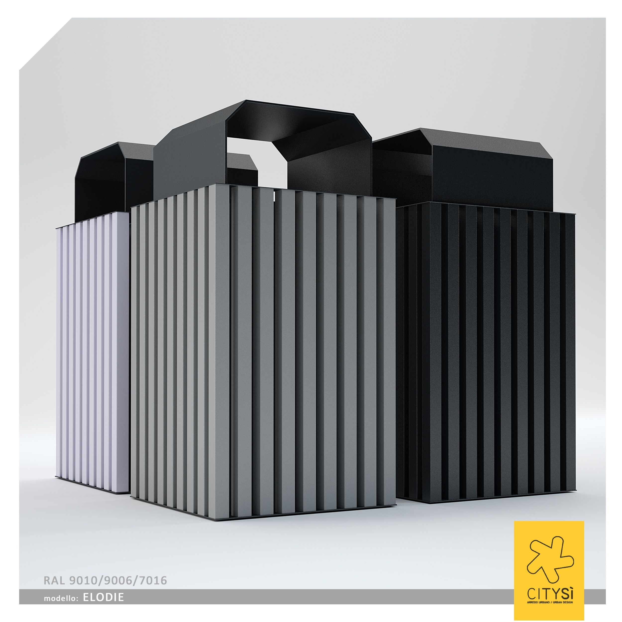 Стальная стойка для мусора с крышкой для наружного использования CITYSì Elodie ARCH-00082255 - Вид №2