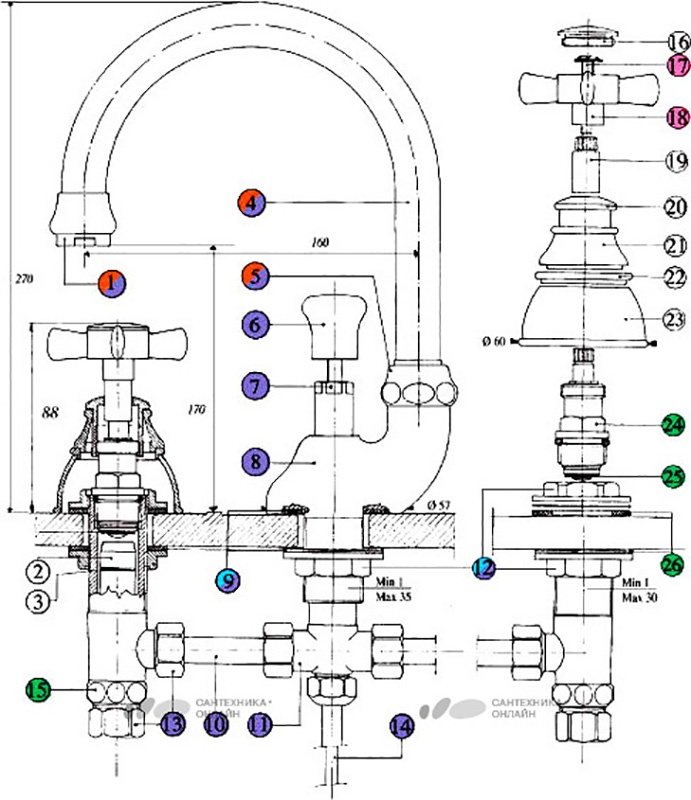 610920YY18 Смеситель Bandini Old England Santreyd - Вид №2