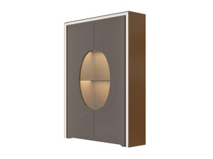 Деревянный и стеклянный шкаф с распашными дверцами