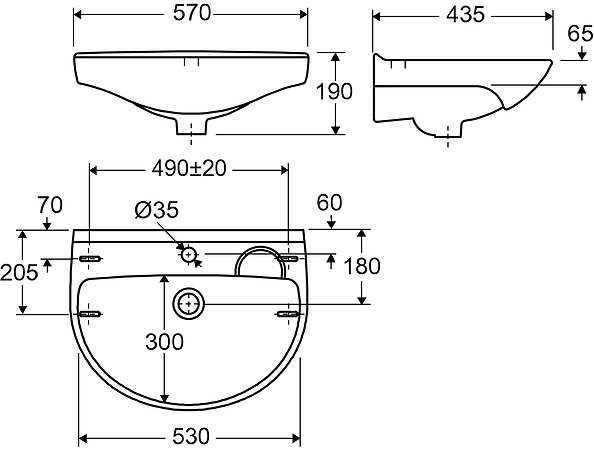 23220 Подвесная раковина настенная прямоугольная IFO  - Вид №1