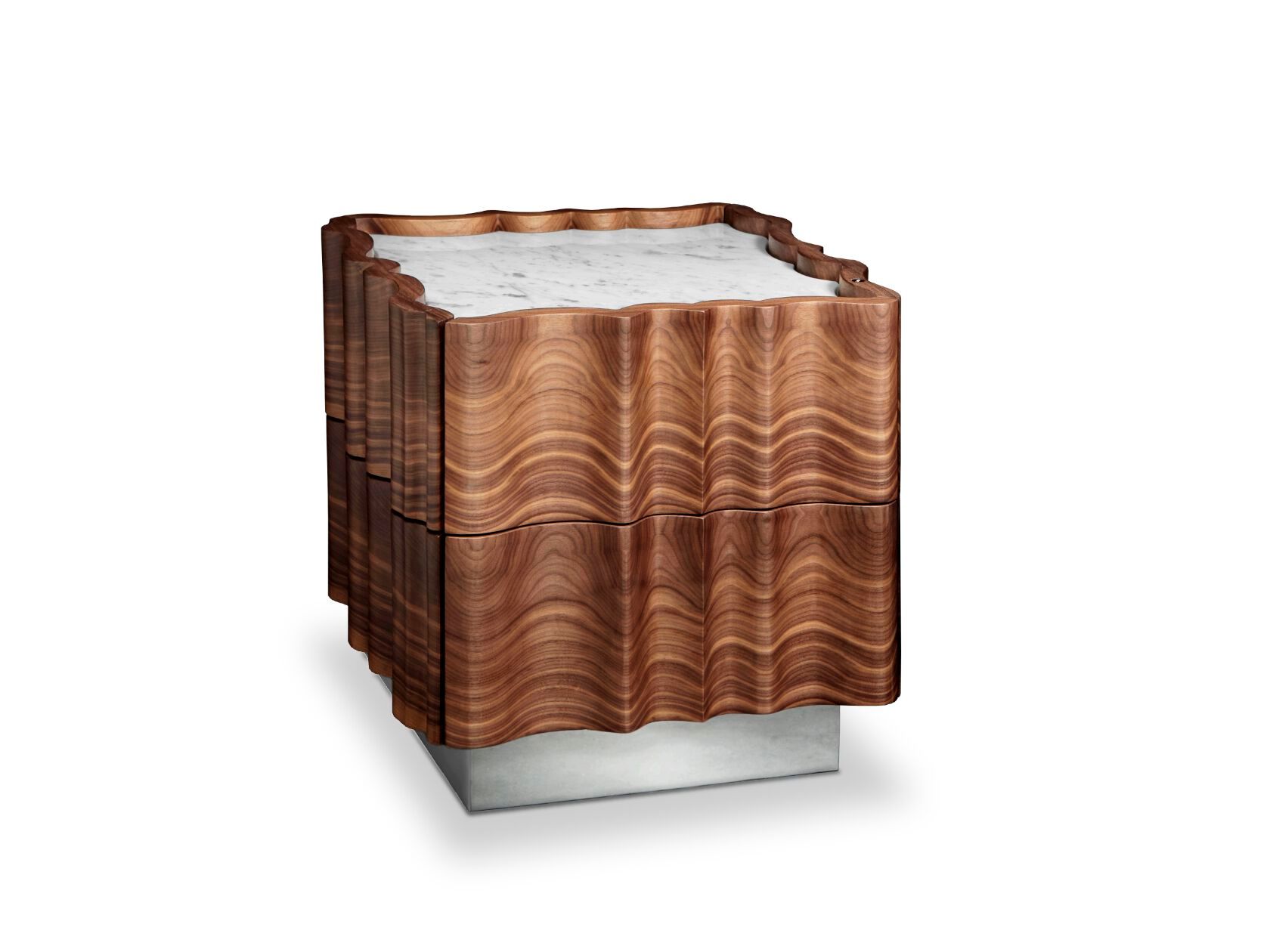 Квадратная прикроватная тумбочка из грецкого ореха с ящиками Il Pezzo Mancante часть 2 ARCH-00031046