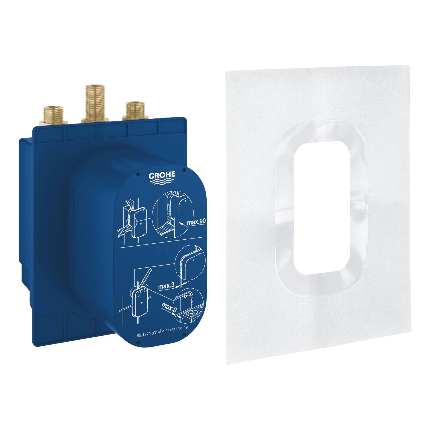 Термостатический смеситель для душа GROHE Eurosmart Cosmopolitan E Special, встраиваемый механизм для верхней монтажной части без ручки, скрытый монтаж, питание от батарейки, хром (36464000) - Вид №2