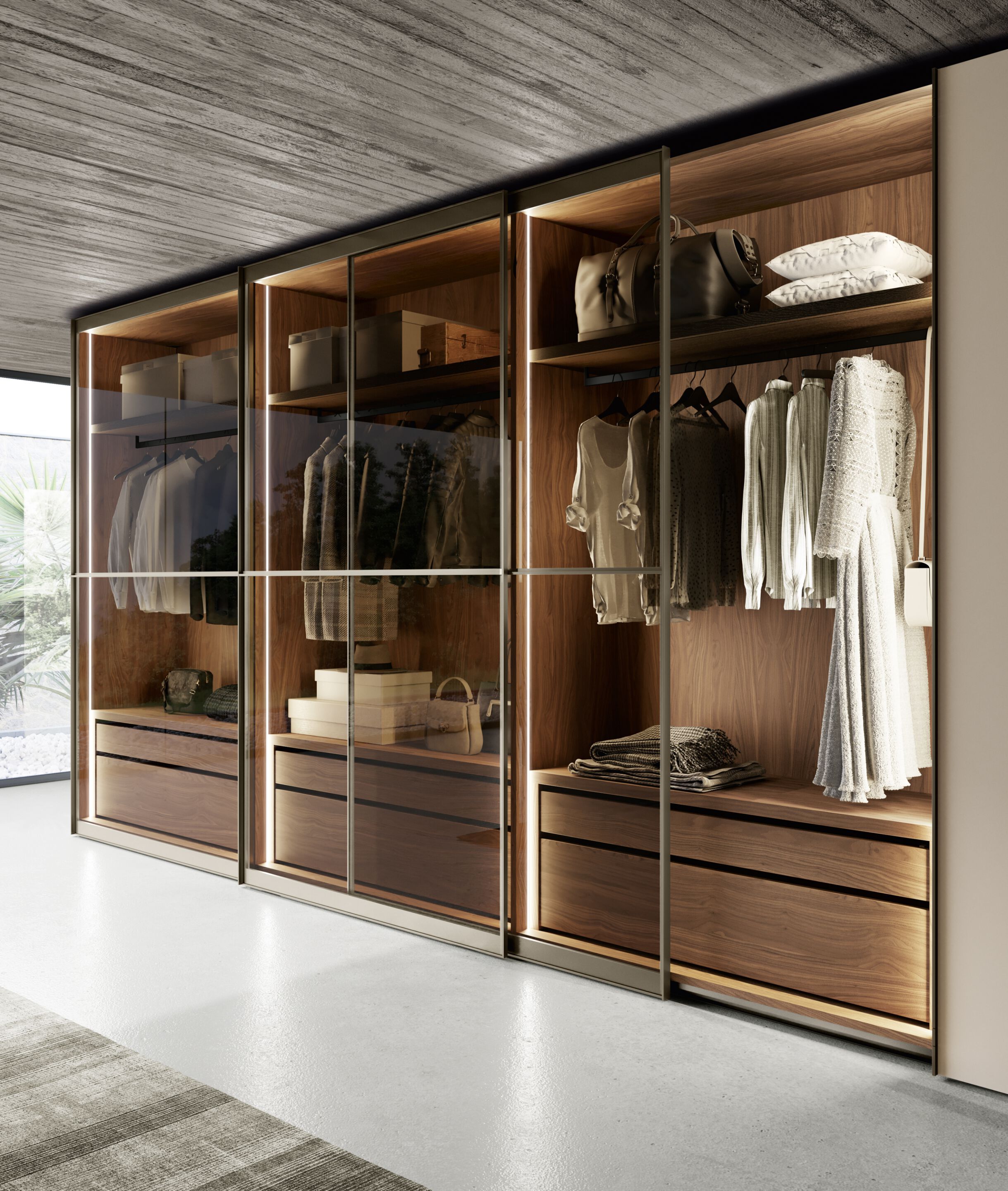 Модульный шкаф со стеклянной раздвижной дверью Dall'Agnese Wardrobe Collection ARCH-00067553 - Вид №1