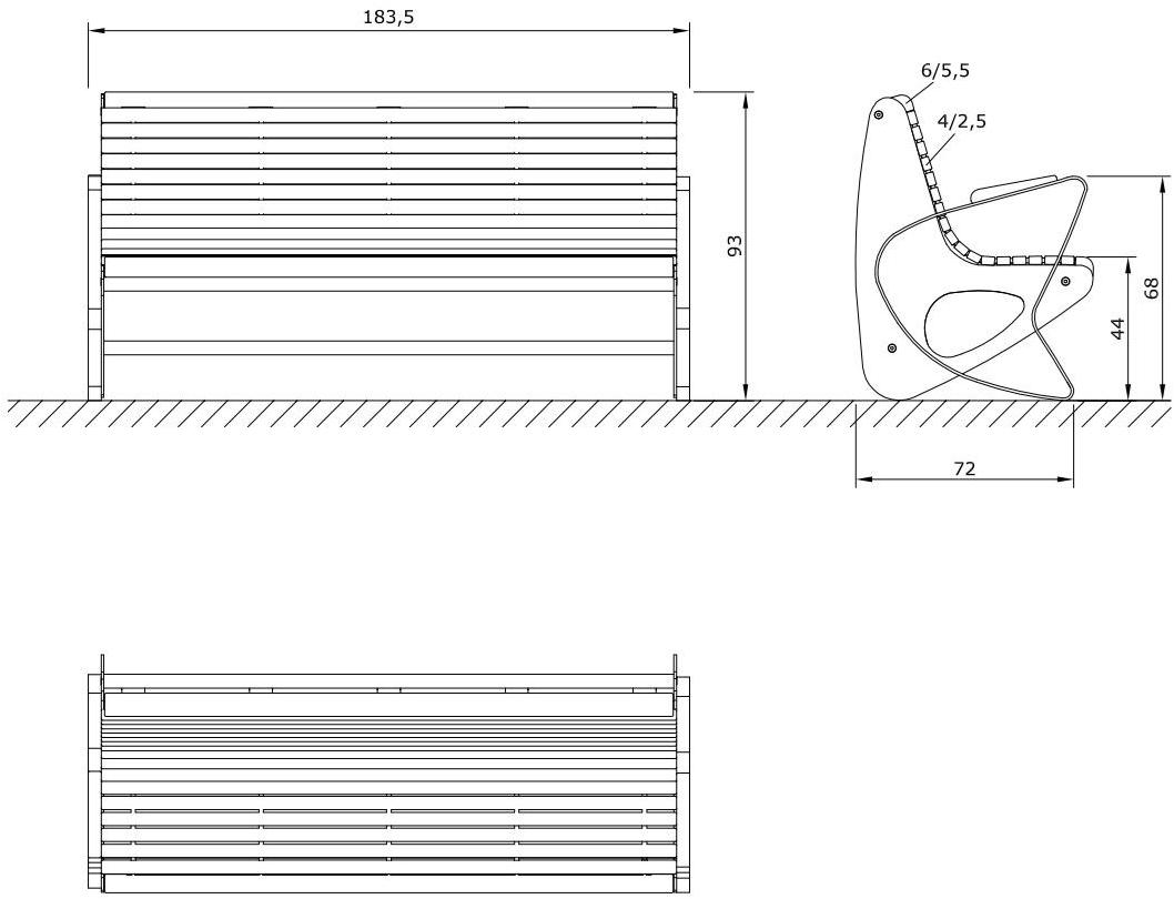 Euroform W Скамья из дерева с подлокотниками со спинкой  1015  - Вид №2