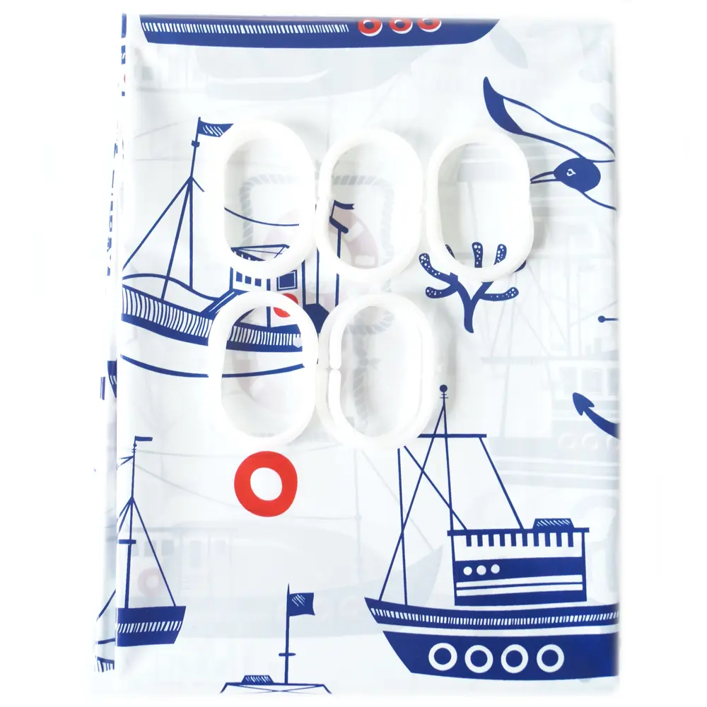 Штора для ванны Вилина Гавань с кольцами 180x180 см, полиэтилен, цвет белый Штора из полиэтилена STLM-2124816 - Вид №7