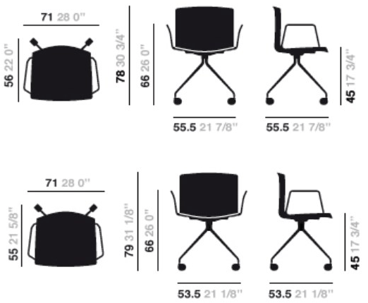 arper Кресло на эстакаде с подлокотниками на колесиках Catifa 53 sun-id-1452518 - Вид №5