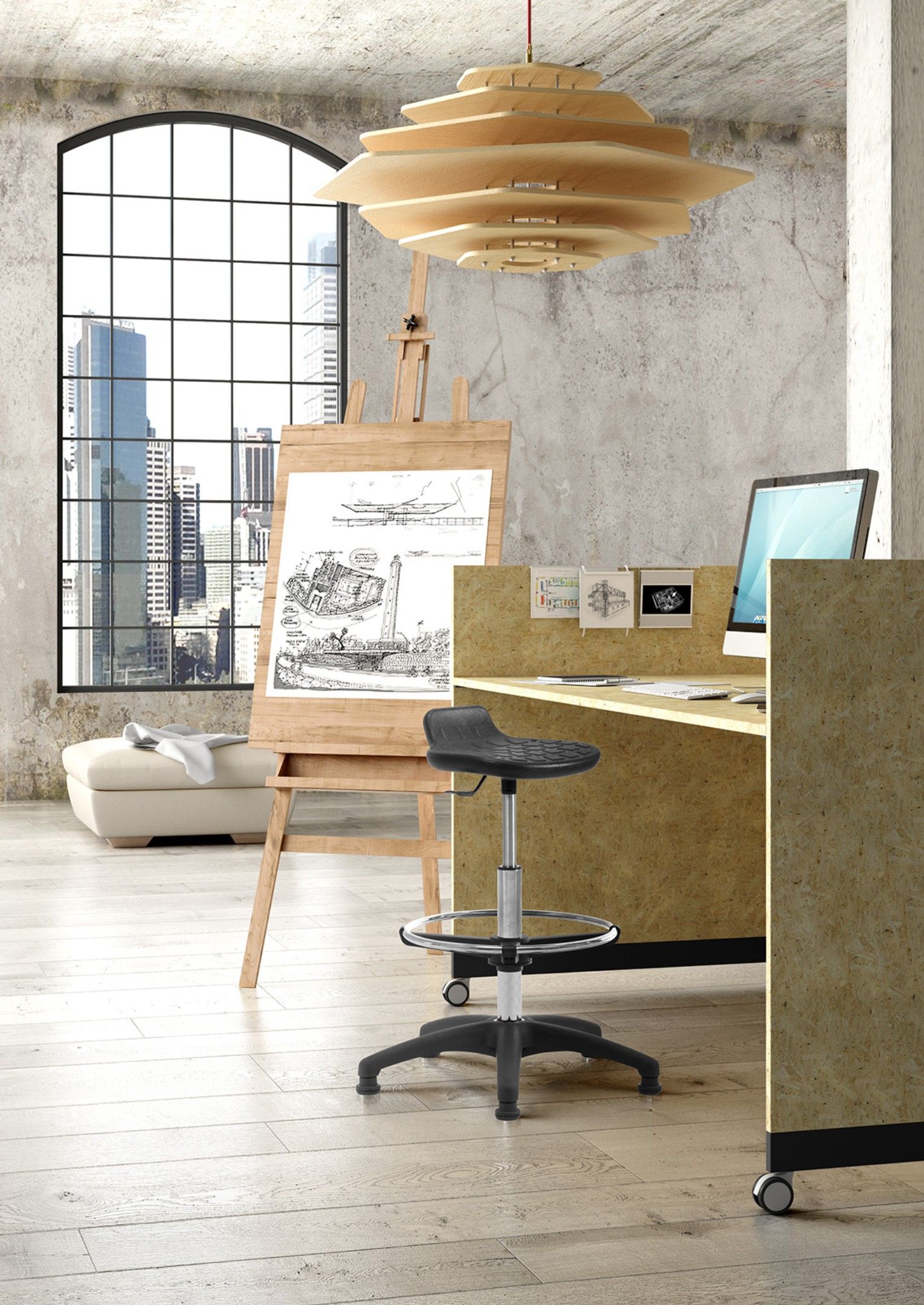 Полиуретановый регулируемый по высоте офисный стул с подставкой для ног Leyform Officia ARCH-00062021 - Вид №3