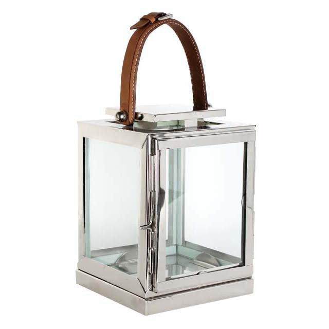 Подсвечник-фонарь металлический серебристый с ручкой Georgian S от Eichholtz EICHHOLTZ EICHHOLTZ 060282 Прозрачный;серебро  - Вид №1