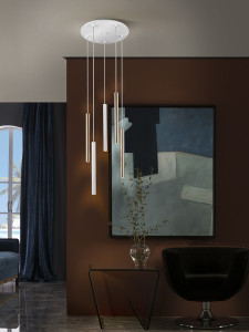 085357 Подвесной светильник 5L белый/золотой Schuller Varas