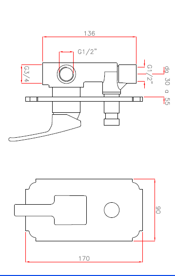Встраиваемый однорычажный смеситель для душа с переключателем Cezares LEGEND-VDIM-02 - Вид №1