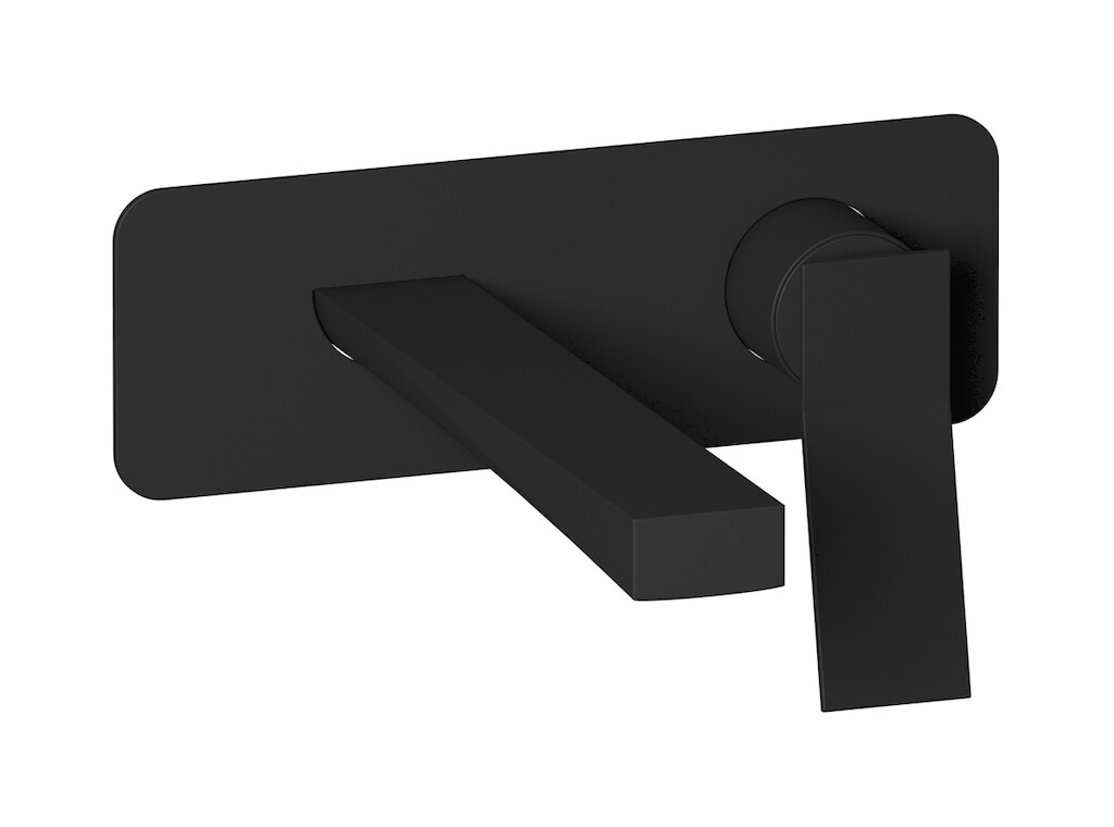 Встроенный в стену смеситель для раковины на 2 отверстия в комплекте с донным клапаном WE ARE IB wa202ss Matt Black Wave