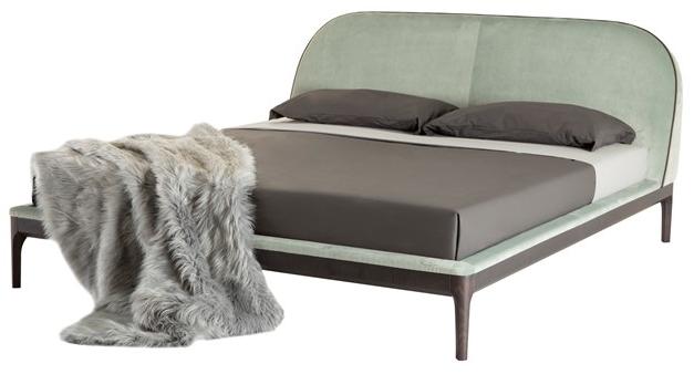 Tonin Casa Двуспальная кровать из бархата с мягким изголовьем sun-id-1420877 - Вид №1