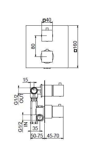 PE970902560 Смеситель для душа термостатический Webert Pegaso - Вид №1