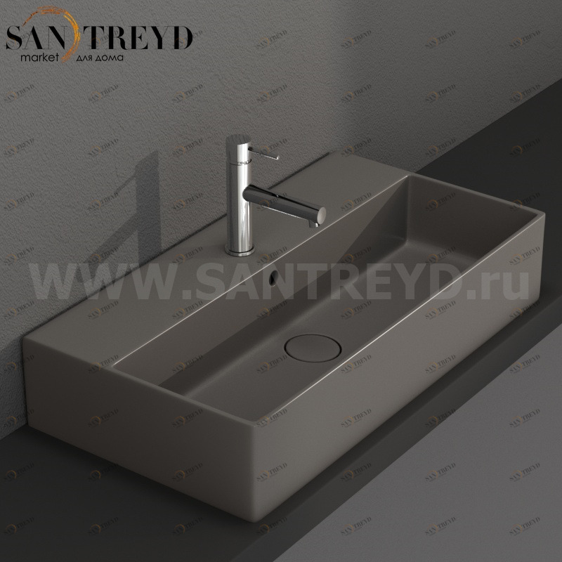 IN072AT Подвесная раковина настенная прямоугольная Ceramica Globo T-EDGE серая