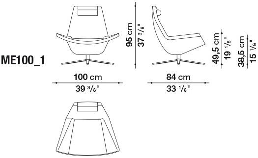 B&B Italia Кресло из ткани с 4 спицами и подголовником Metropolitan sun-id-1483532 - Вид №3