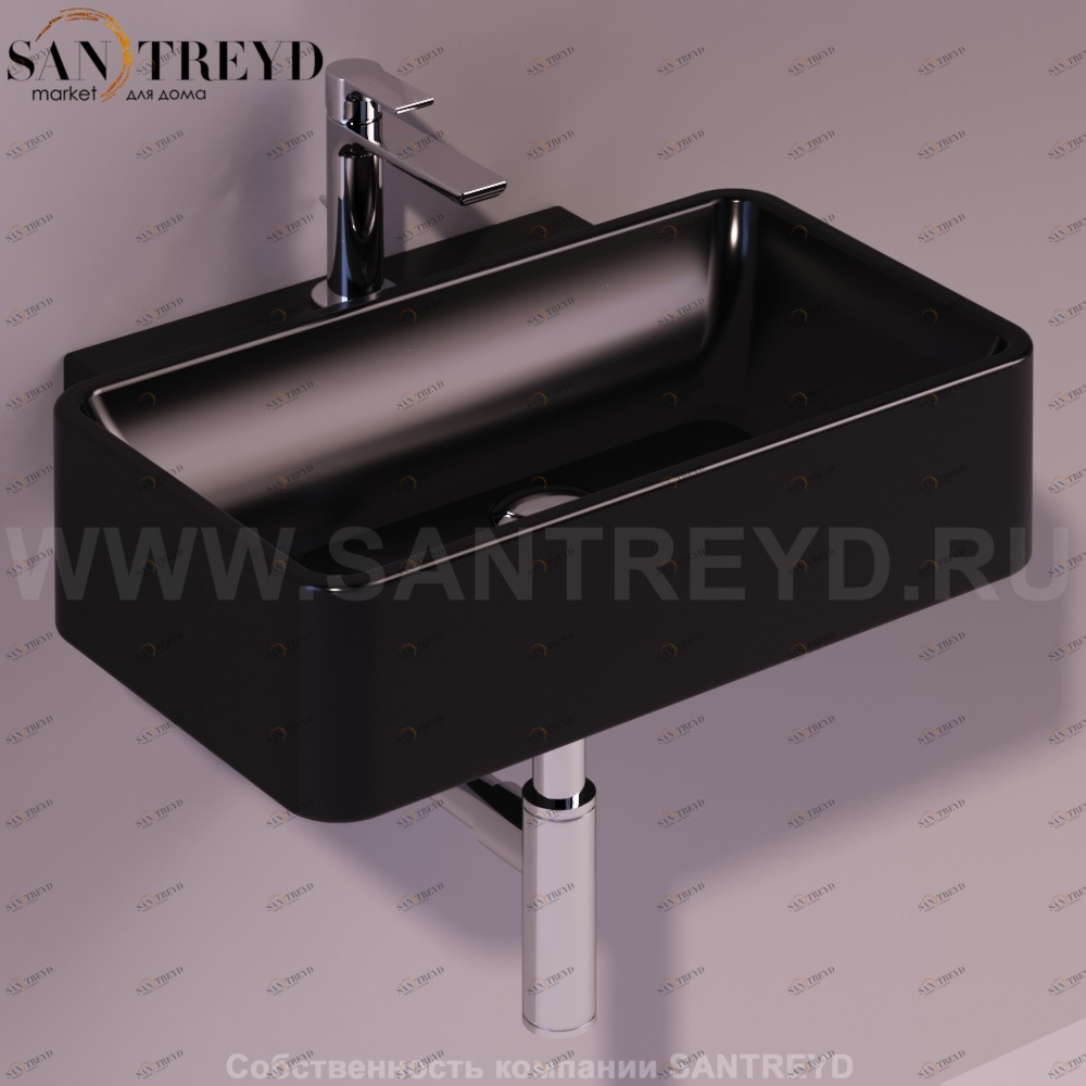 FL16NERO Подвесная раковина настенная прямоугольная Simas Flow черная