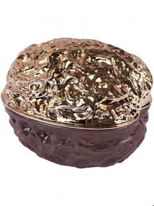 8711 Чаша с крышкой орех, коричневы, золотой, 22x17x15cm керамика HOFF INTERIEUR