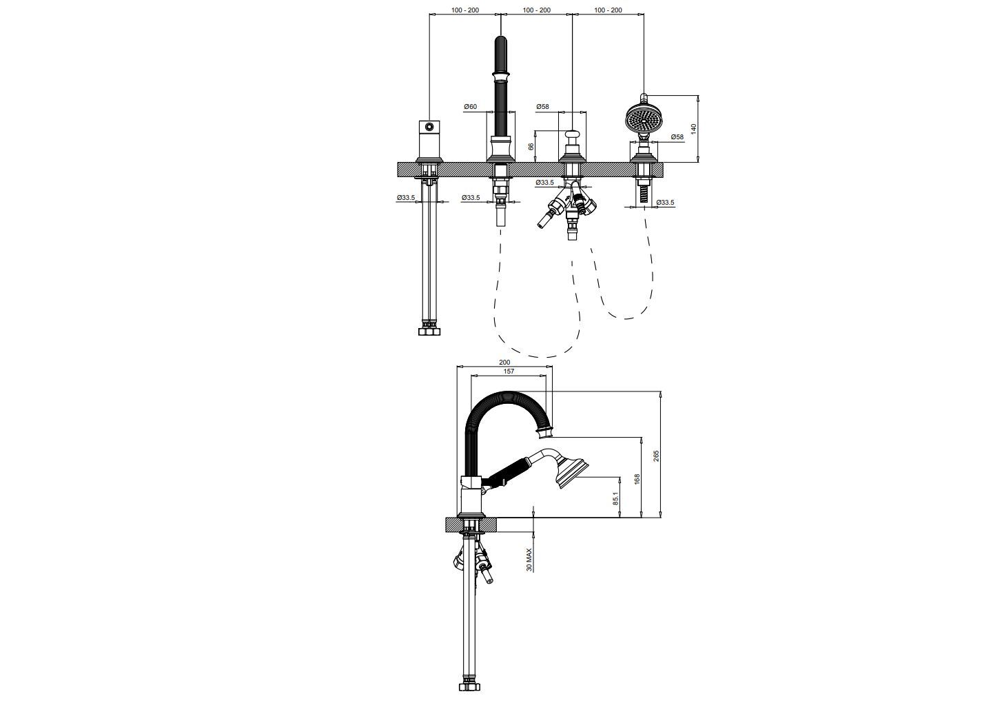 Смеситель для ванны с 4 отверстиями Gaia Mobili Complements ARCH-00149837 - Вид №2