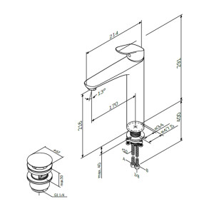 F8092200 смеситель д/умывальника высокий излив 170 мм с д/к хром шт. AM.PM Like