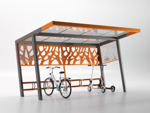 Стальной и поликарбонатный навес для велосипедов и мопедов