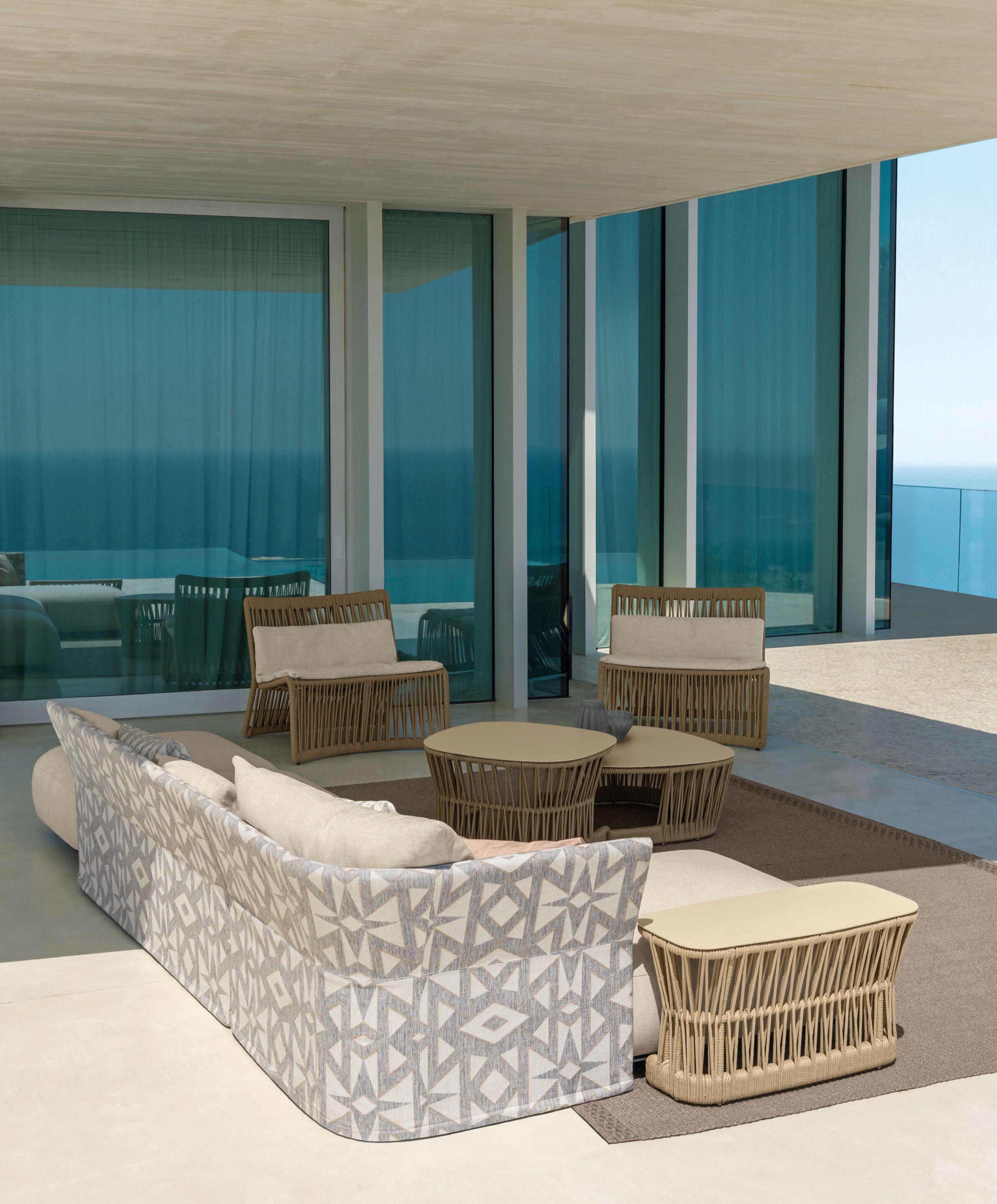 Секционный садовый диван из ткани и веревки Talenti ARCH-00118279 - Вид №5