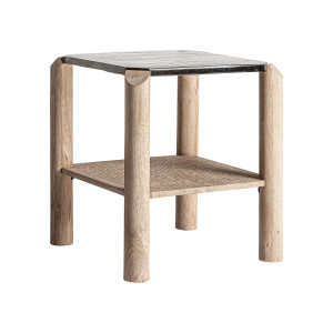 Квадратный деревянный и стеклянный журнальный столик