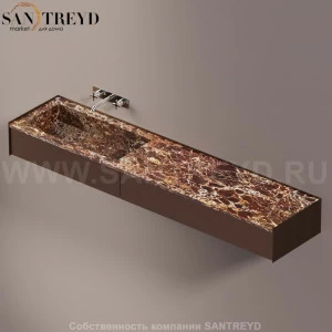 Agape DR Раковина столешница 220 см, с 2-мя выдвижными ящиками. Отделка: темная бронза и коричневый мрамор ADRP22SBREDBR