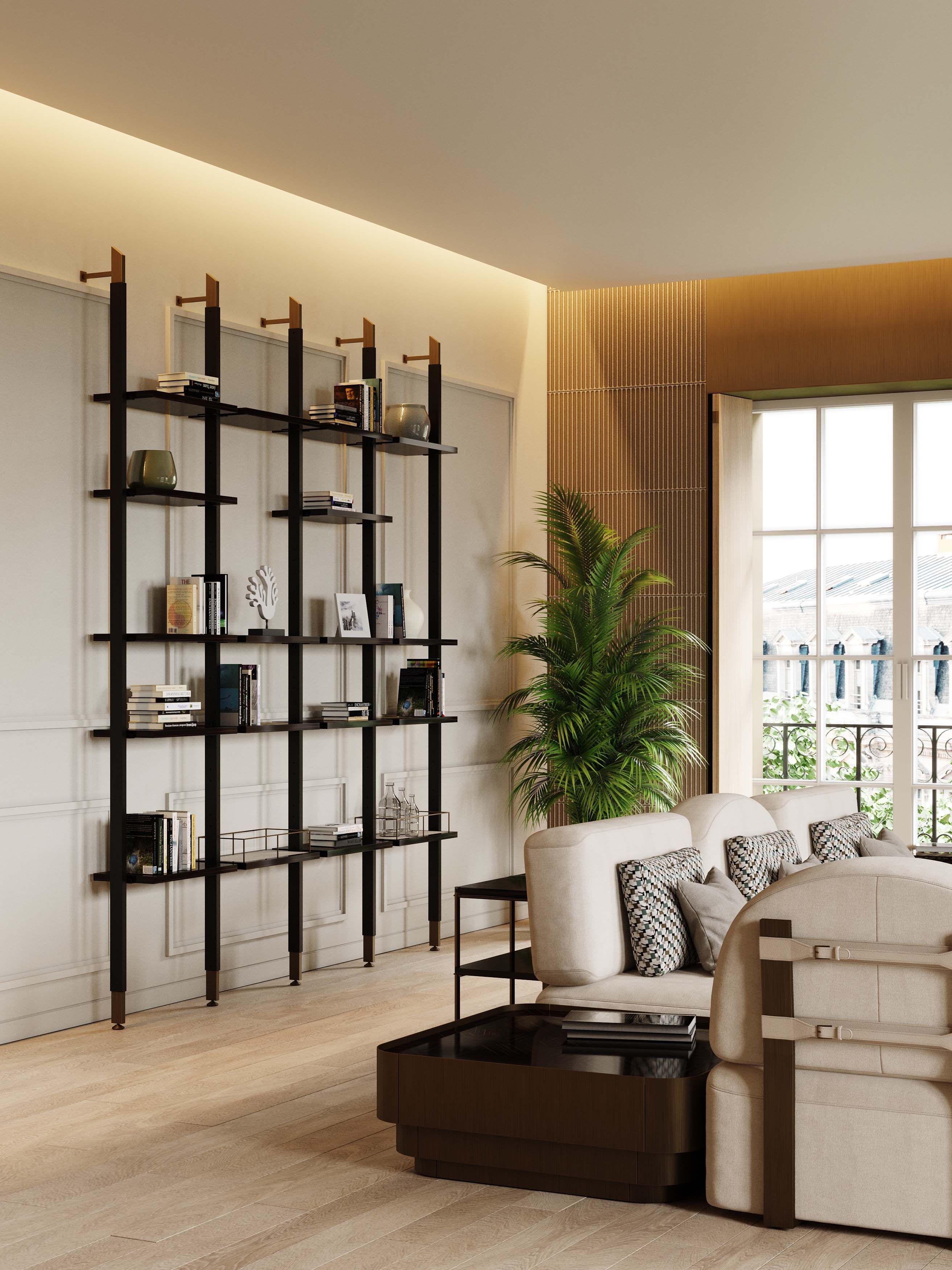 Алюминиевый книжный шкаф с креплением пол-потолок Stylish Club His &amp ARCH-00133148 - Вид №10