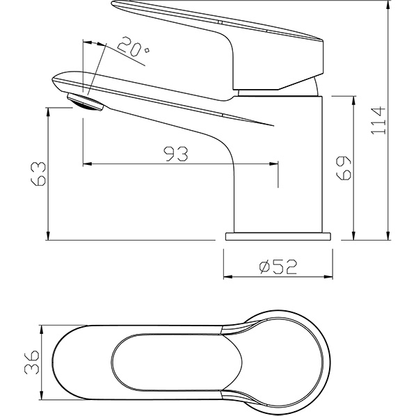 35-04 AURA  Смеситель для умывальника  ARGO kran 3504aura - Вид №1