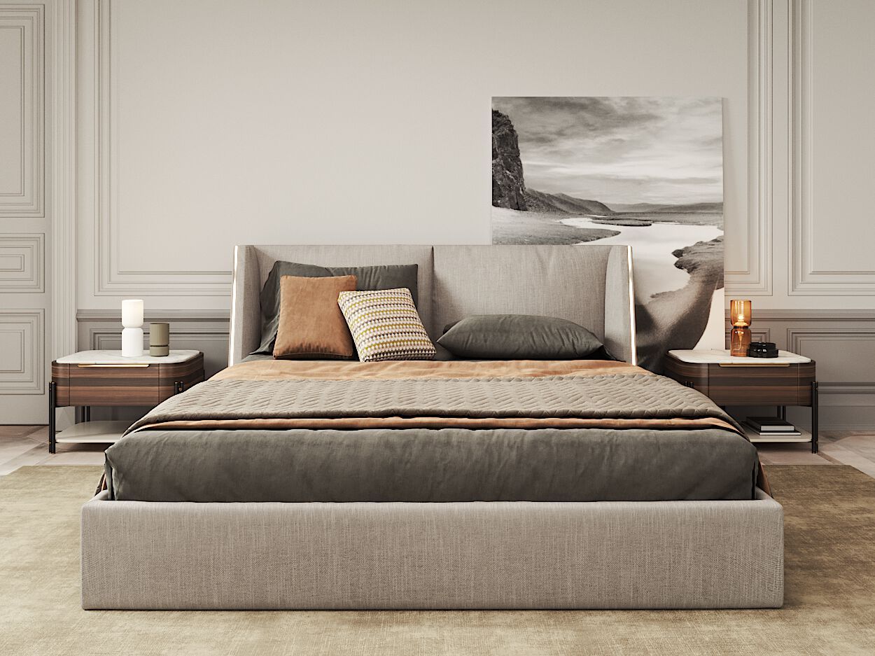 Деревянная двуспальная кровать с мягким изголовьем PRADDY Natur ARCH-00100243 - Вид №3