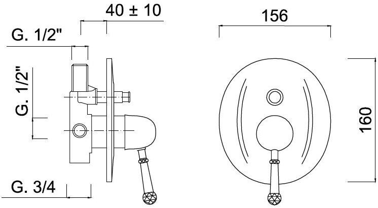 Rubinetteria Giulini Смеситель для душа с переключателем Symphony 4311 - Вид №1