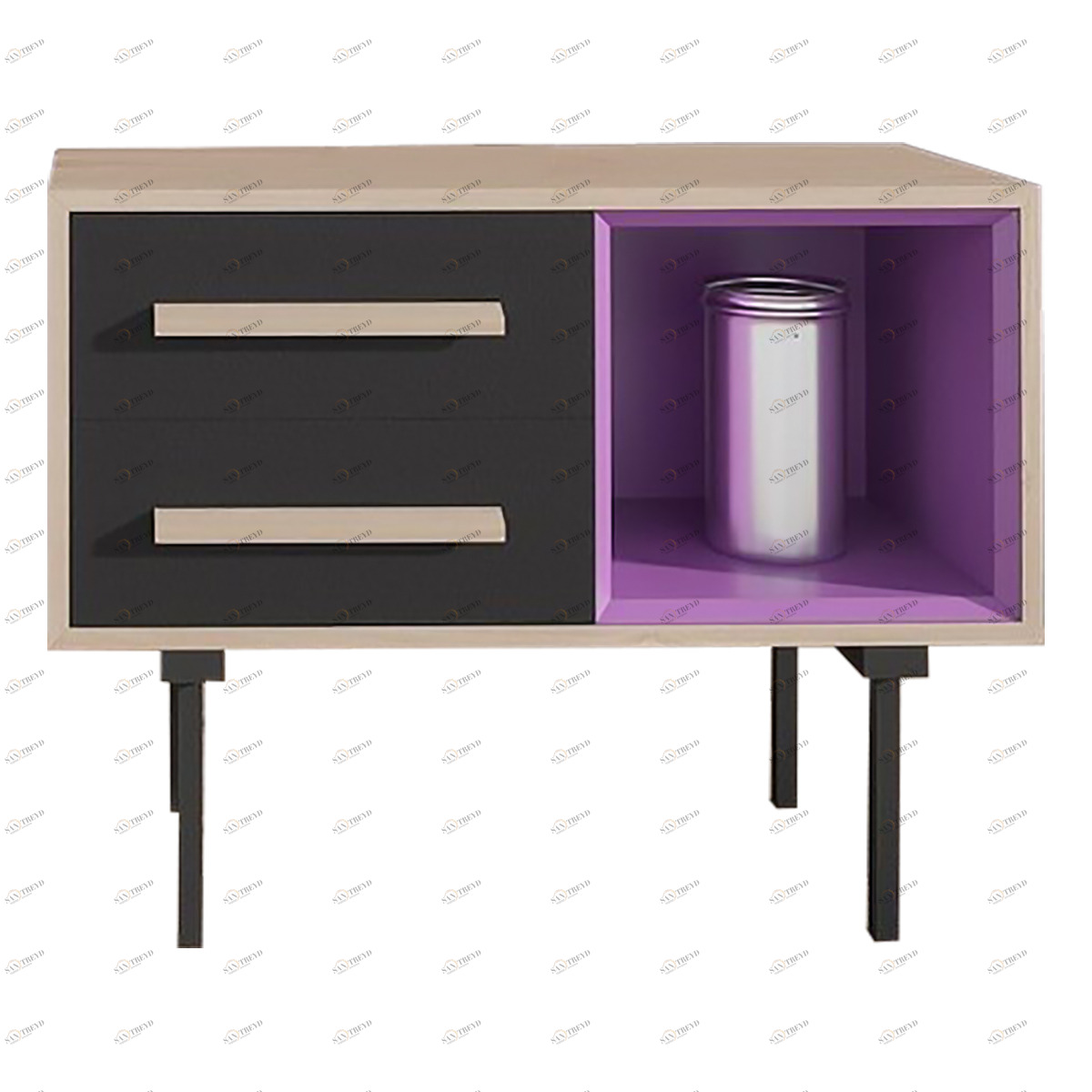 Тумба с ящиками черно-фиолетовая Twin BRAGIN DESIGN  256520 Бежевый 