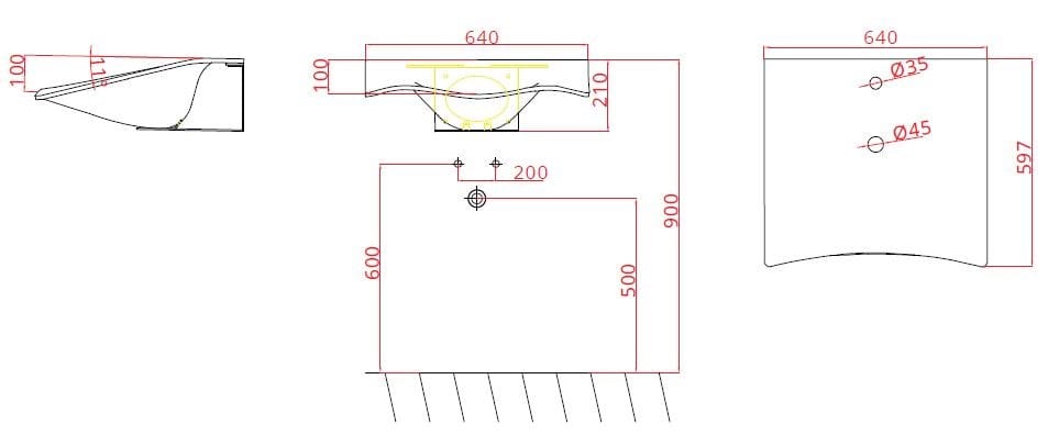 Прямоугольная подвесная раковина Corian® Goman Flight ARCH-00004068