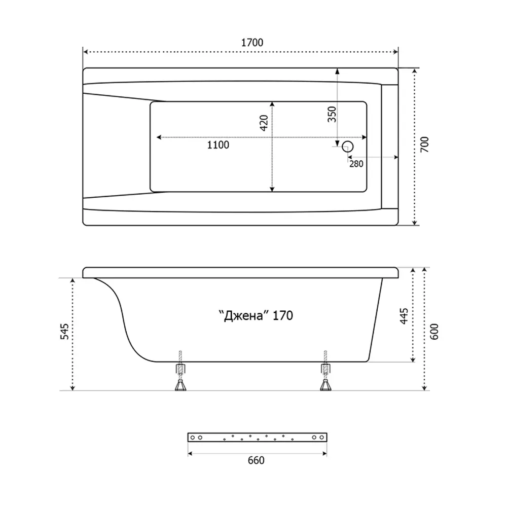 Ванна Triton «Джена» акрил 170x70 см STLM-2161182 - Вид №8