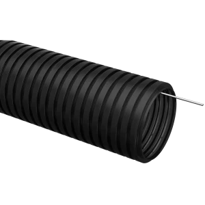 Труба гофрированная IEK D25 мм 10 м ПНД легкая с протяжкой цвет черный