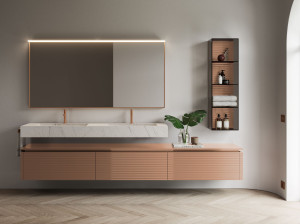 Двойной подвесной туалетный столик с зеркалом