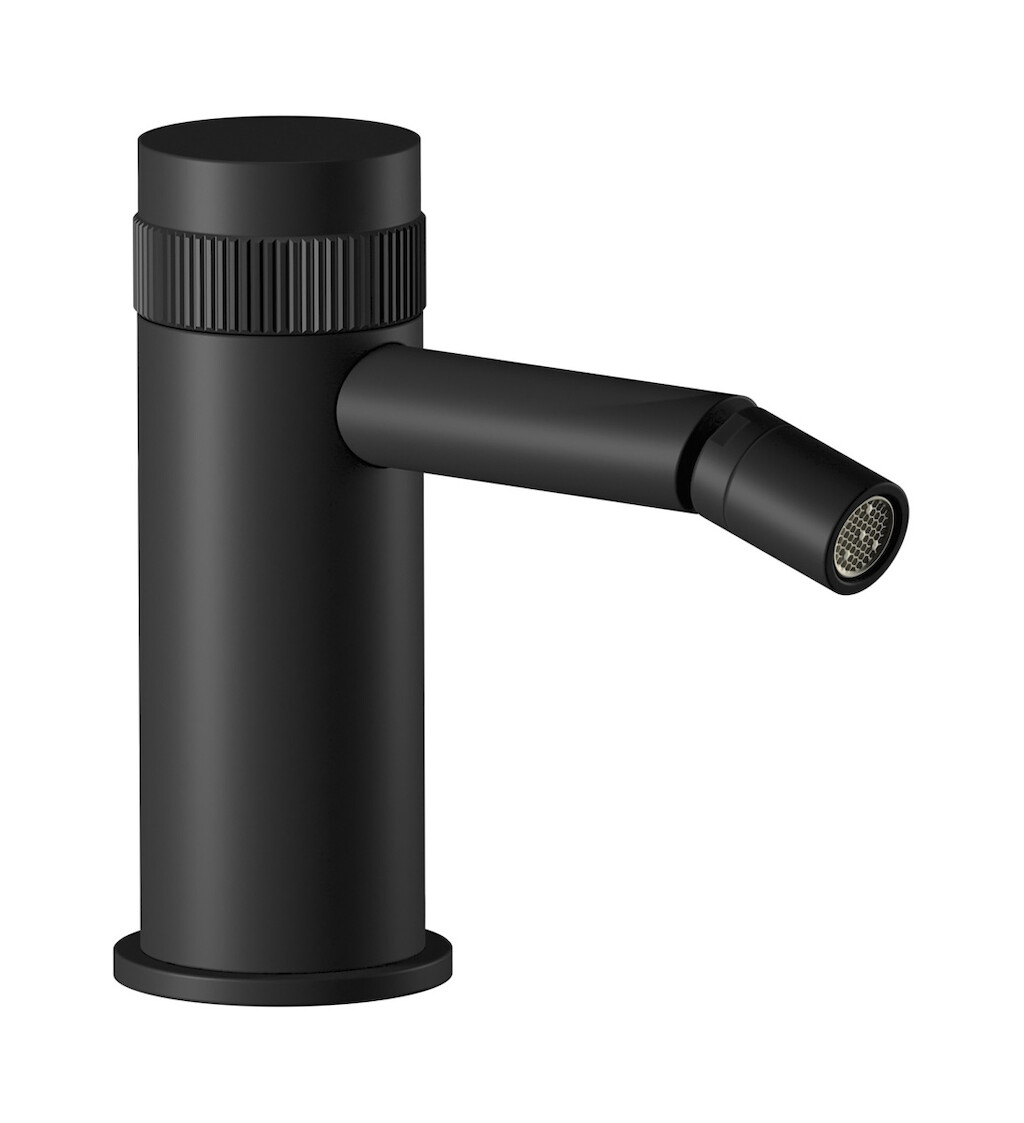 Прогрессивный смеситель для биде на 1 отверстие в комплекте с донным клапаном. WE ARE IB rx220np Matt Black Reflex