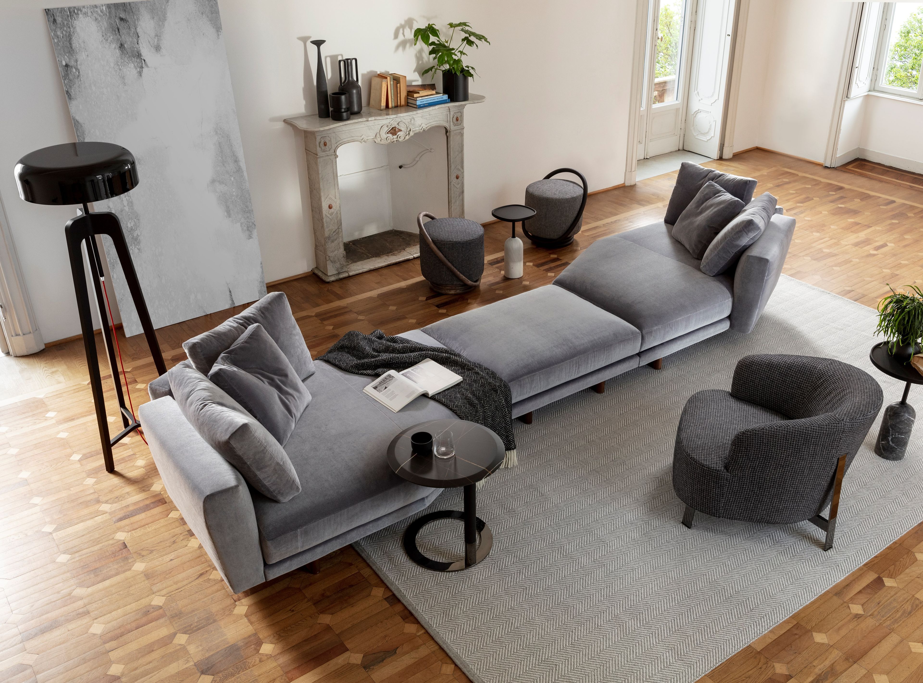 Тканевый диван с полуостровом Porada двадцать ARCH-00059661 - Вид №1