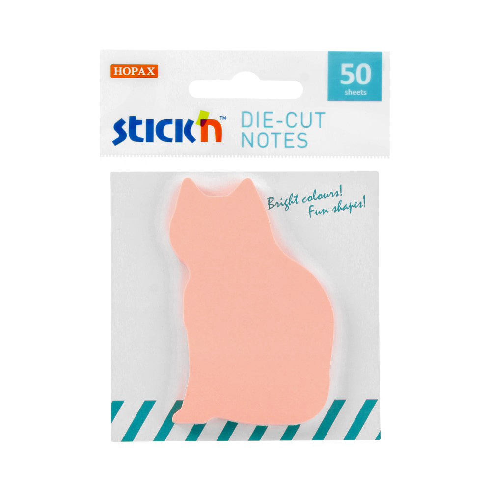 21774 Блок самоклеящийся бумажный 50 л. розовый "кот" Stick`n 