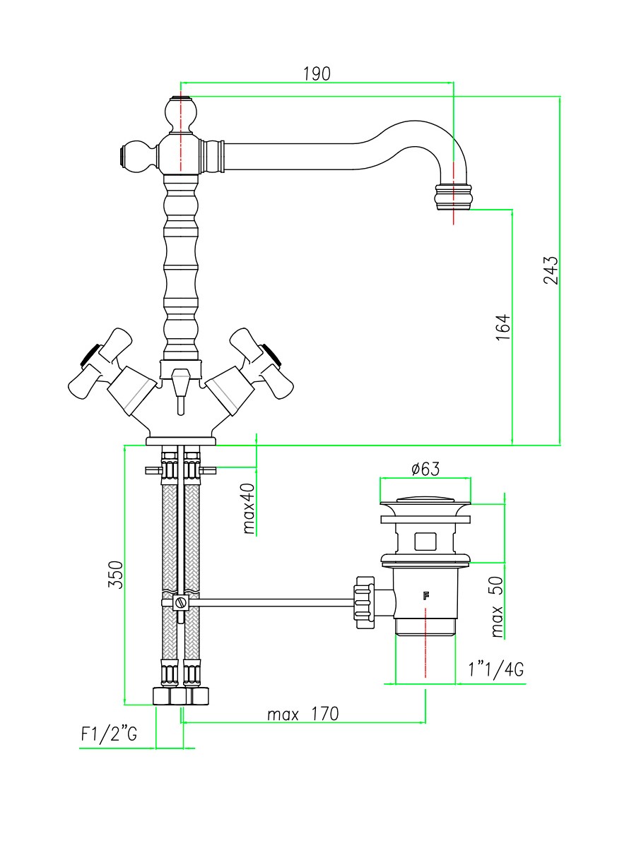 AM700302017 Смеситель для раковины Webert Armony - Вид №1