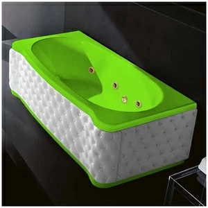 Ванна Gruppo treesse New Classic Young STD-V6747-SX-KB-SZ салатовая с золотой фурнитурой и гидромассажем прямоугольная левая белая кожа