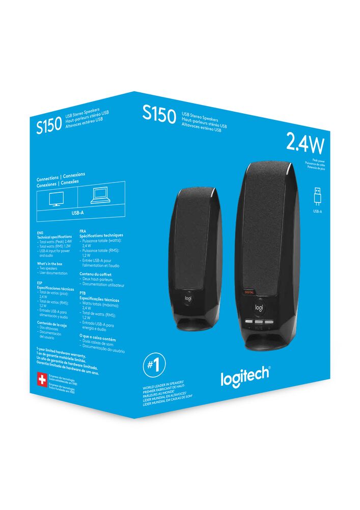 980-000029 Speaker system 2.0 s150,90-20000hz, usb2.0, black, oem Logitech Santreyd  - Вид №2