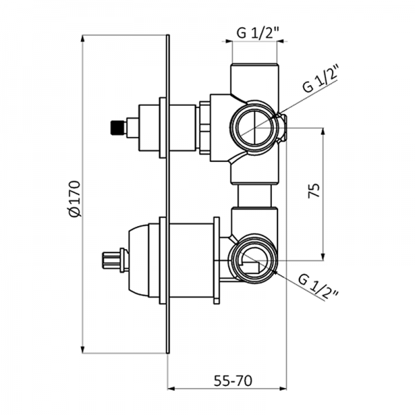 15135150 BASIC Встроенный смеситель с переключателем Хром GRB MIXERS  - Вид №1