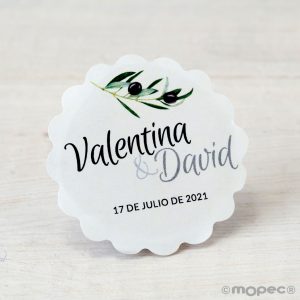 X431 PERS. 120 Клеящие этикетки пользовательские волны «оливковые ветки» Dekoraniaevents Bodas