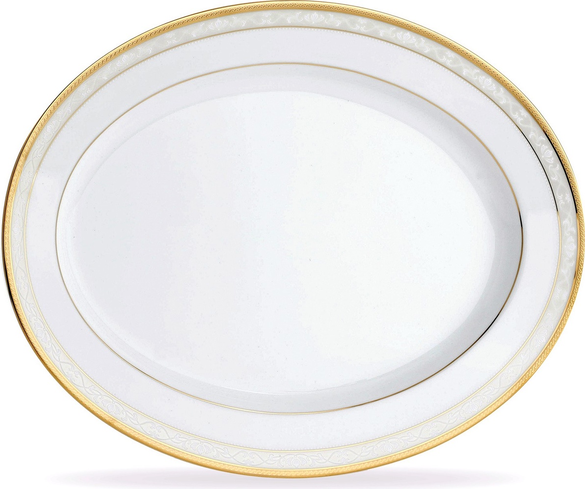 10599209 Noritake Блюдо овальное Noritake "Хэмпшир, золотой кант" 35см Фарфор 