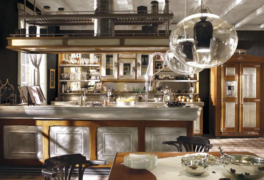 Marchi Cucine Модульная кухня из нержавеющей стали и дерева с островом Bar & barman sun-id-1476185 - Вид №2