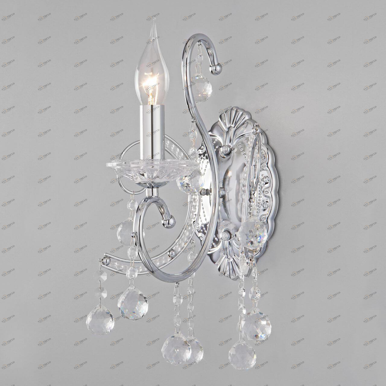 Бра хрустальное хром Collana 10096/1 EUROSVET СВЕЧА 00-3929658 Прозрачный;хром 